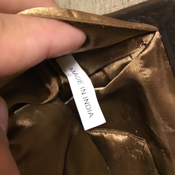 Hand made in India Purse velvet embroidered glass beads sequins Victorian brass - Picture 9 of 10